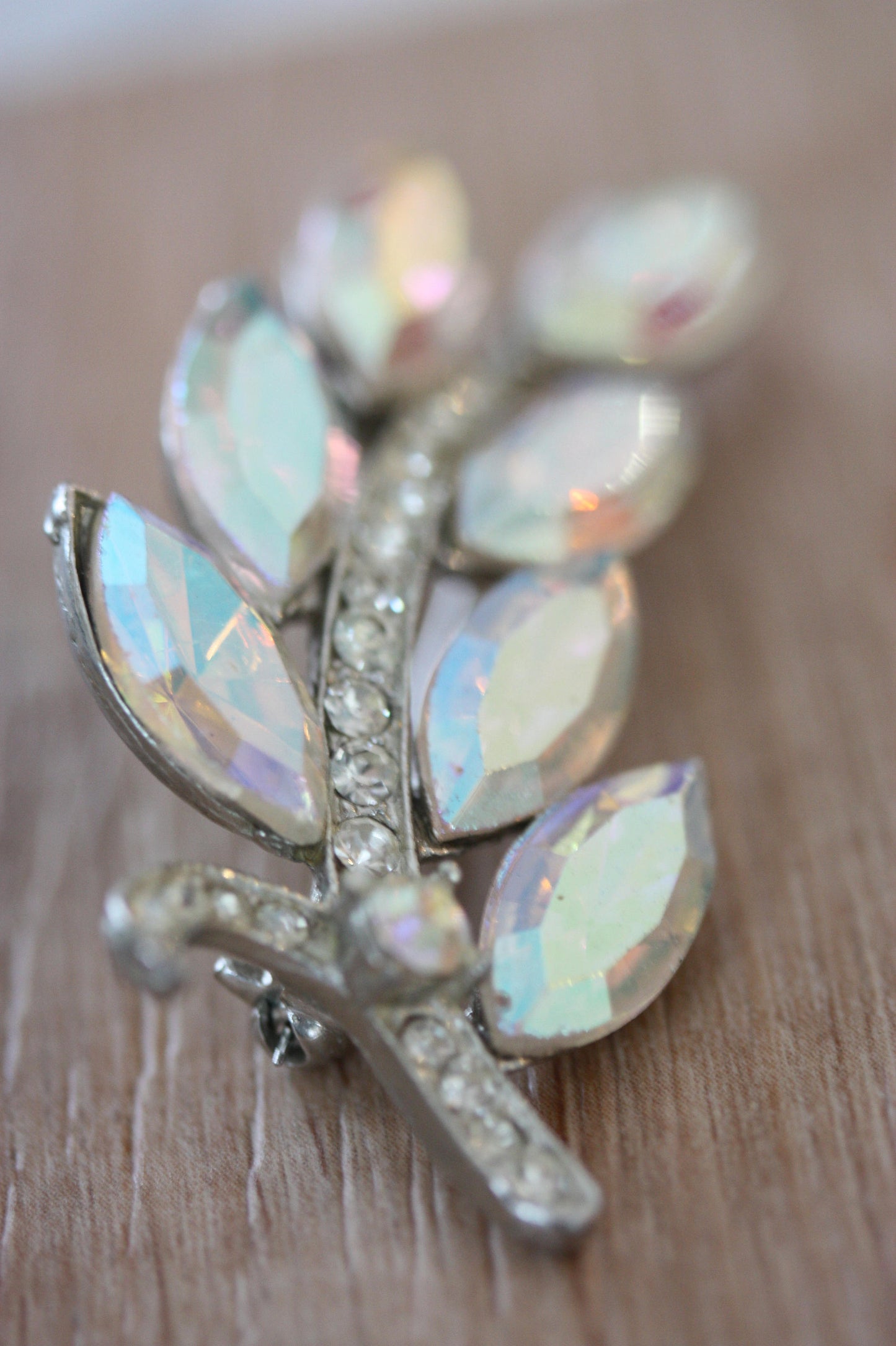 Unique vintage AB glass rhinestone signed WEISS pin