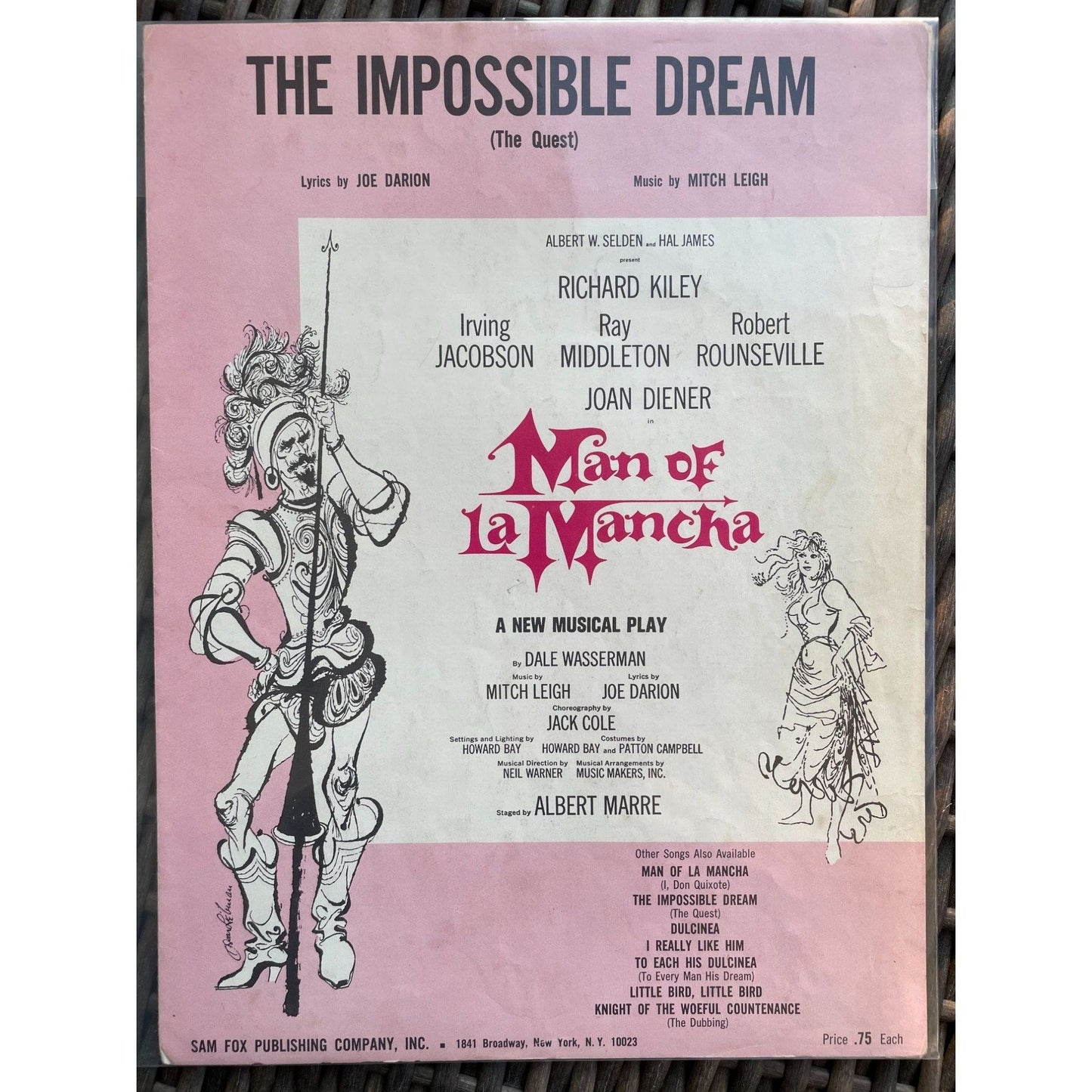 Vintage 1965 The Impossible Dream from Man of La Mancha Sheet Music