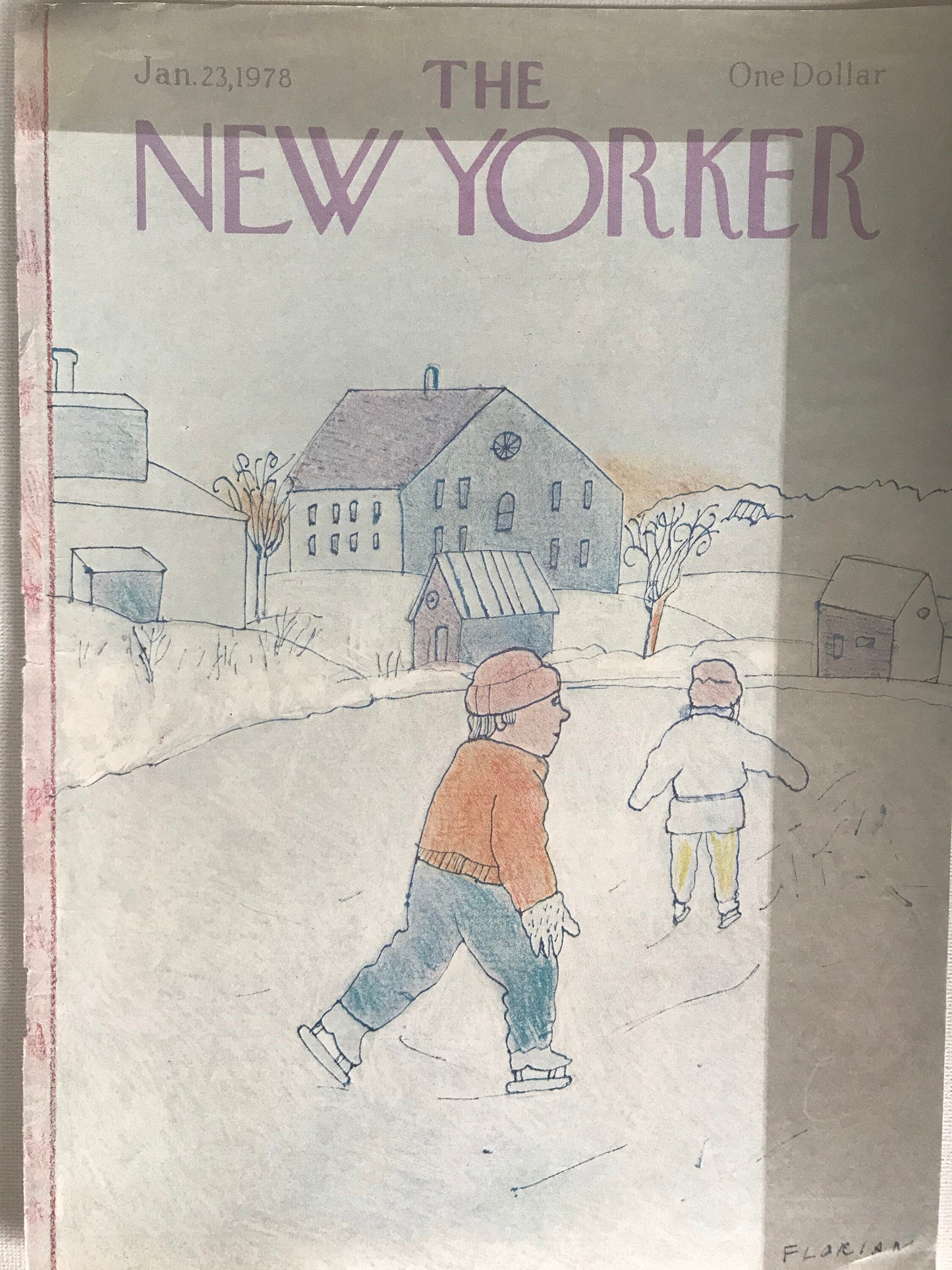 Rare - January 23, 1978 - The NEW YORKER Magazine original cover - ice skating with shadow