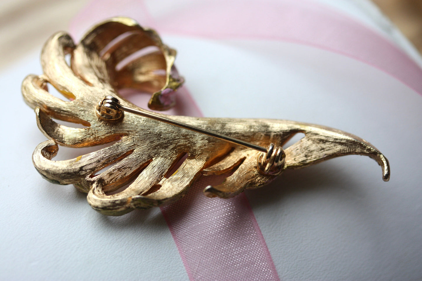Revised, Modernized, Upcycled Vintage hand painted pin - shades of pink