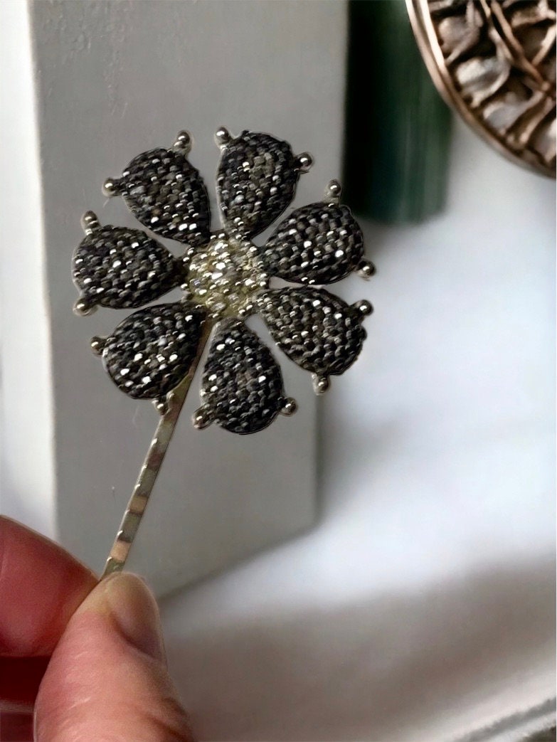 Stunning rhinestone hair pin - crystal flower hair accessory - made of upcycled necklace component