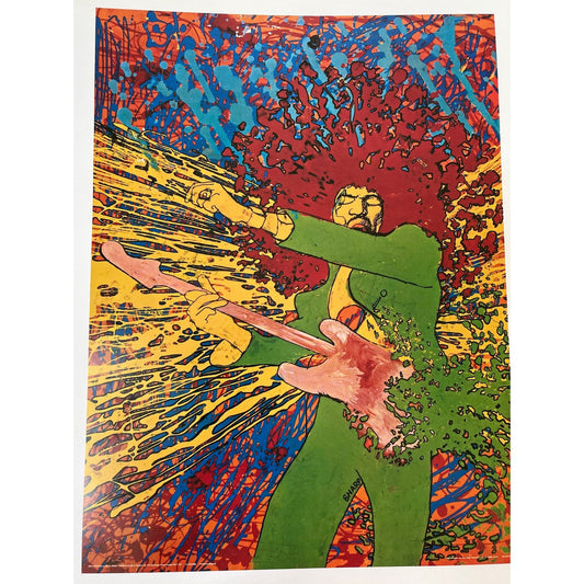 Small print of a legendary hippie rock music concert poster/ad - from a vintage book - Jimi Hendrix