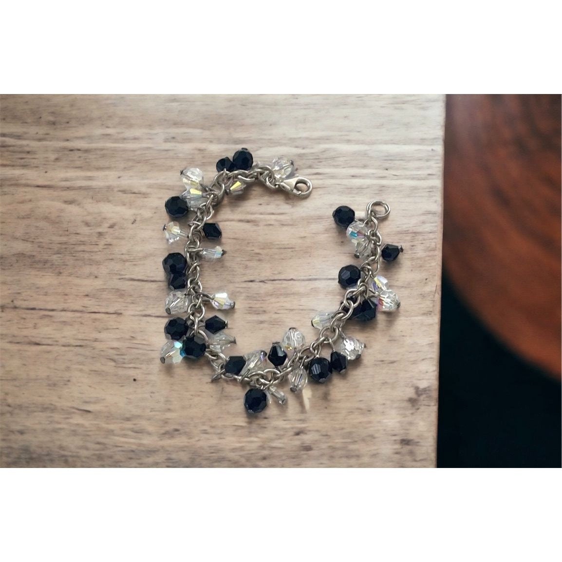 Black and crystal stunning vintage dangle bracelet