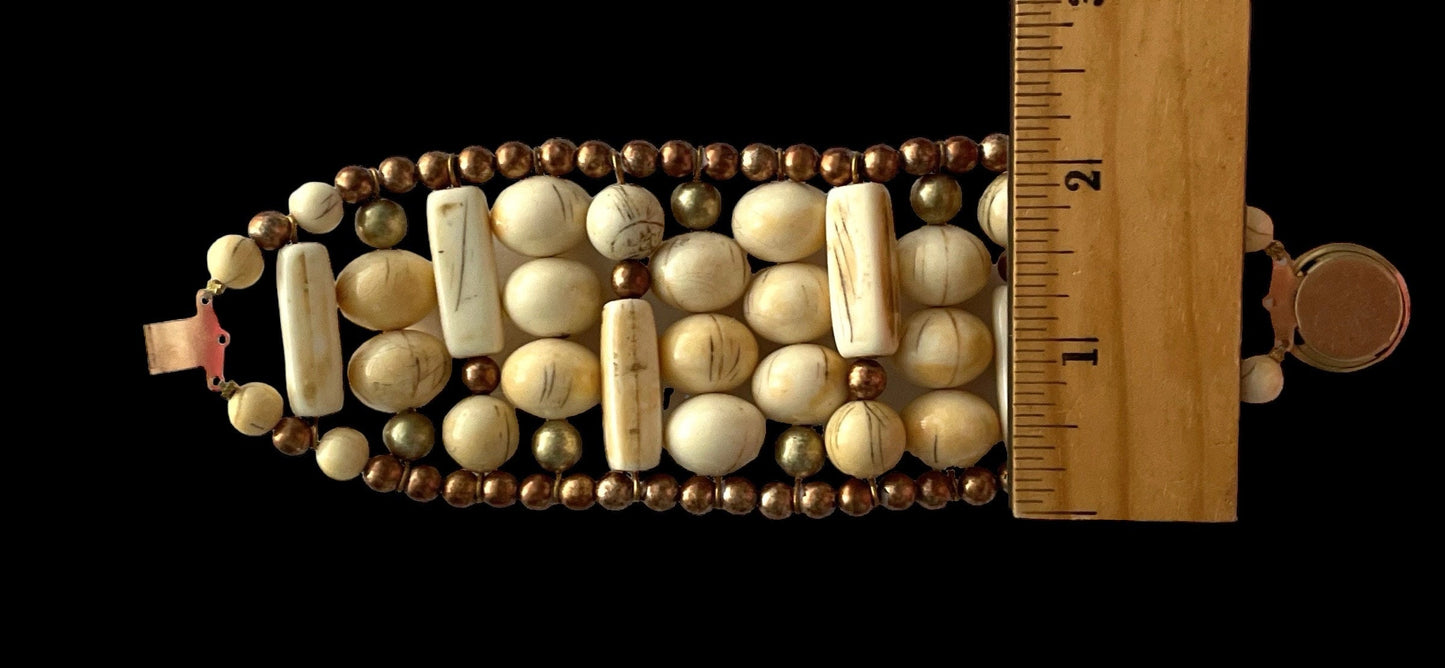 Stunning unique beaded vintage clamper bracelet