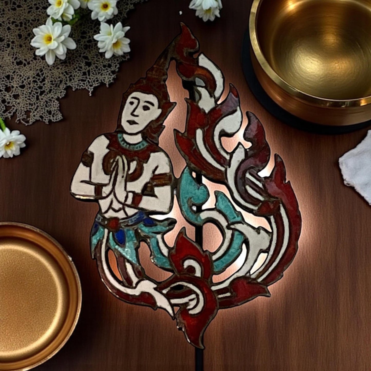 Sterling Silver and enamel Thai Brooch – Siam Dancing Figurine, Traditional Pose, Vintage Thai Jewelry, Cultural Collectible