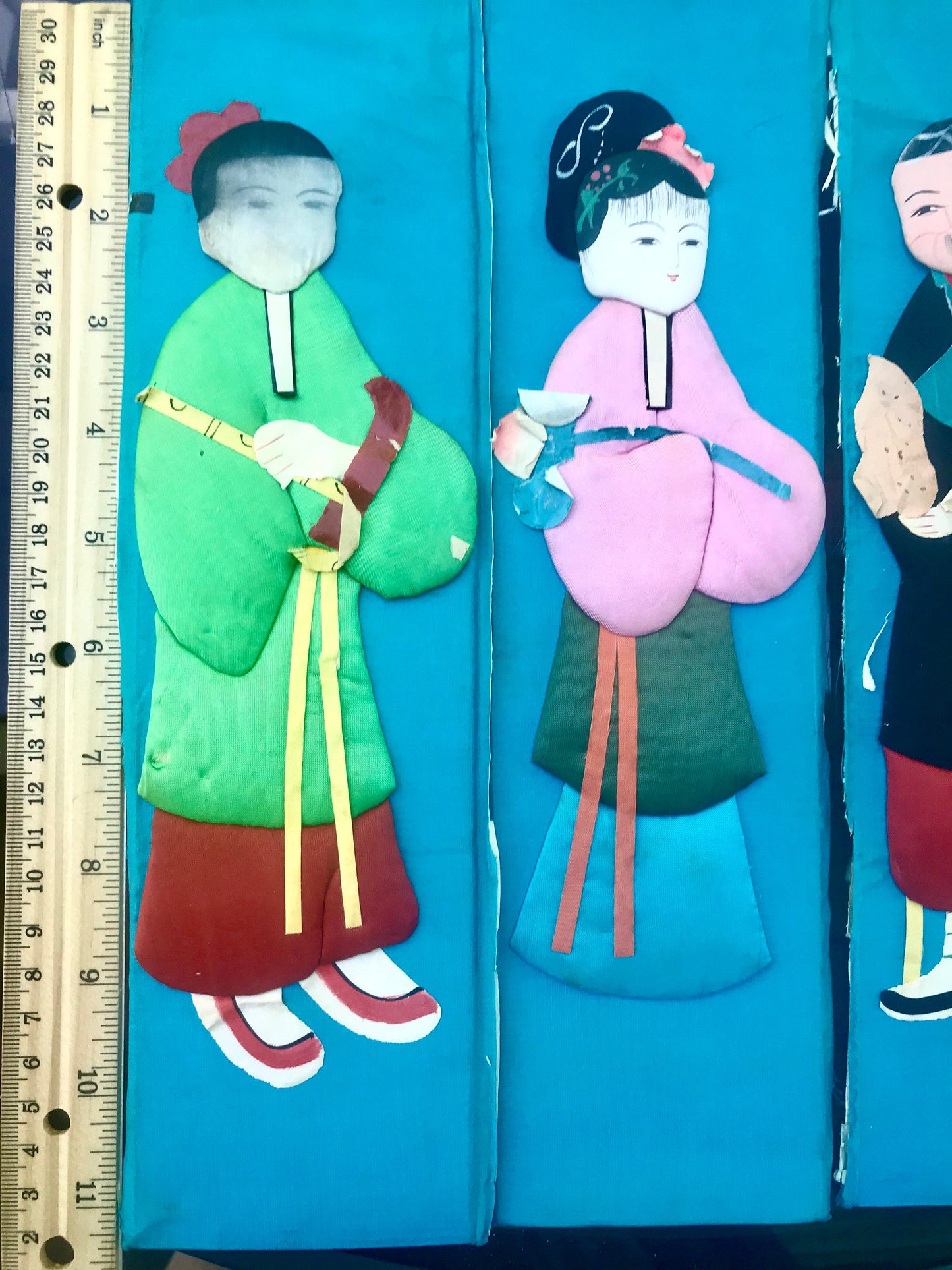 Your choice of unique colorful satin Asian panels - 11" long x 3" wide.