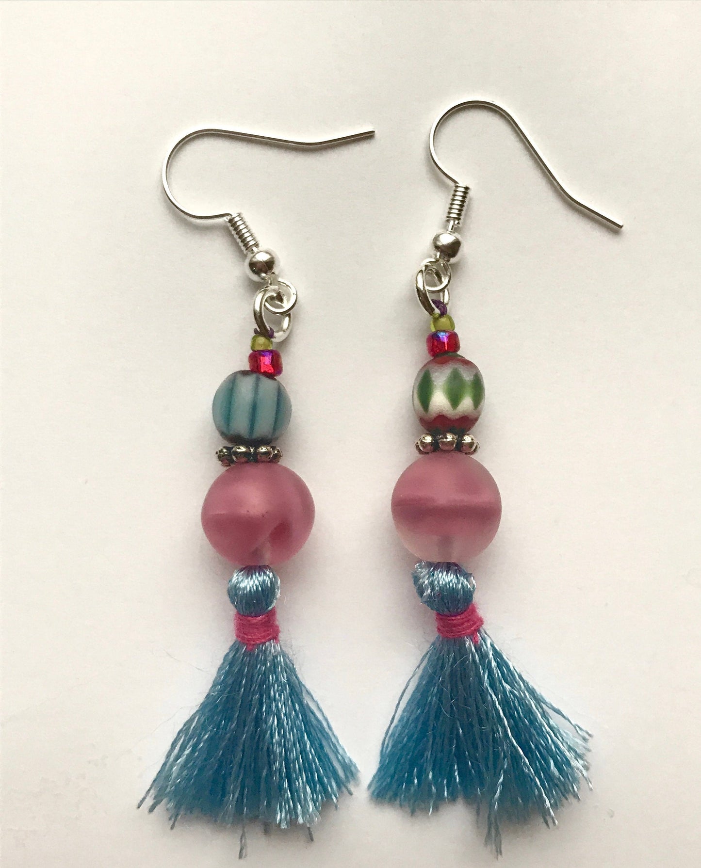 My unique, one-of-a-kind handmade by me - FUN, Bohemian style tassel beaded drop earrings