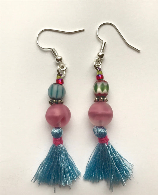 My unique, one-of-a-kind handmade by me - FUN, Bohemian style tassel beaded drop earrings