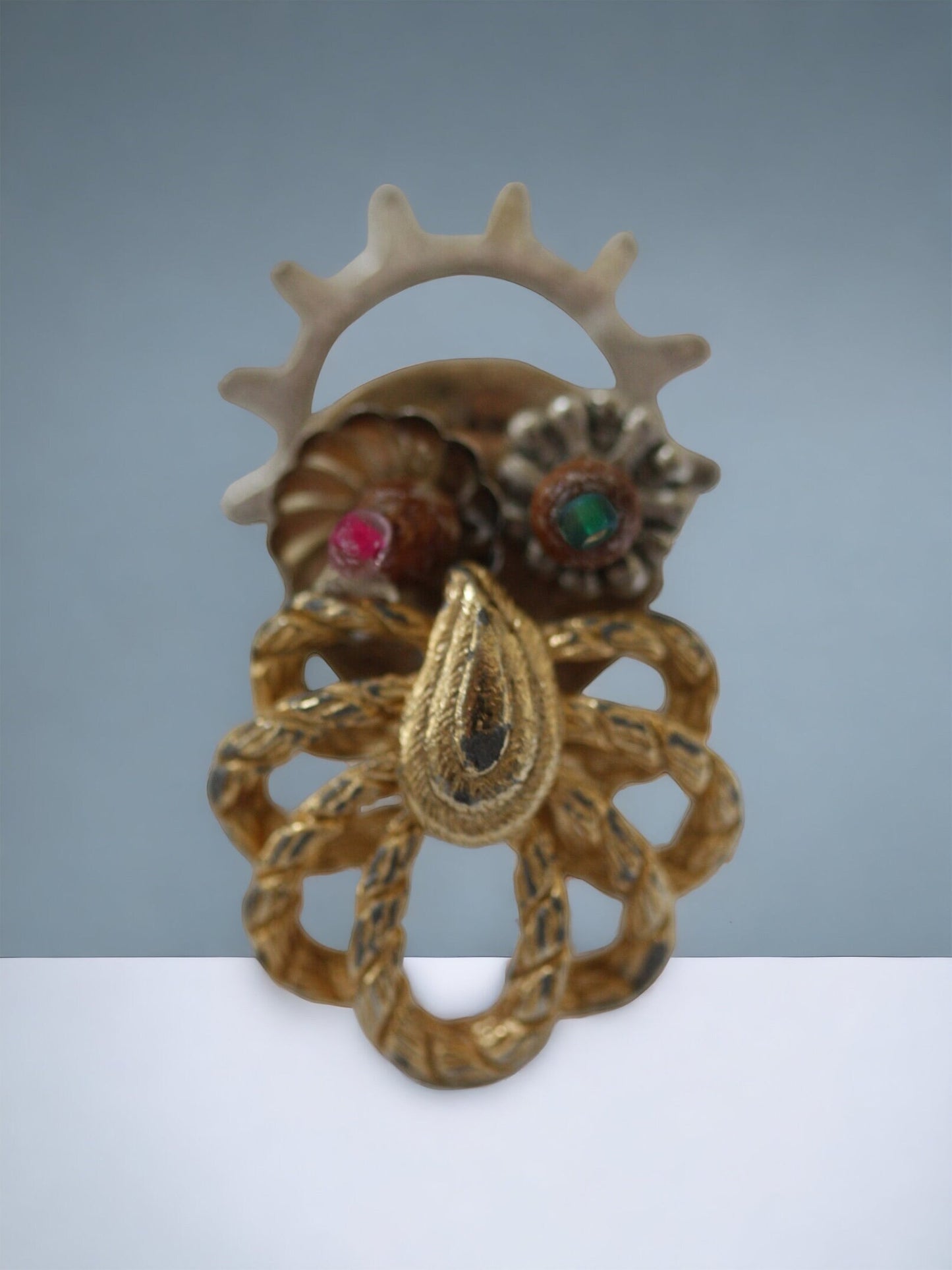 Handmade, one-of-a-kind assemblage art - bald man with beard - can be ordered as a necklace, lapel pin or magnet