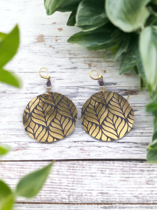 Incredibly lightweight handmade earrings - made of mixed materials - specialty Asian paper, pearls, metal
