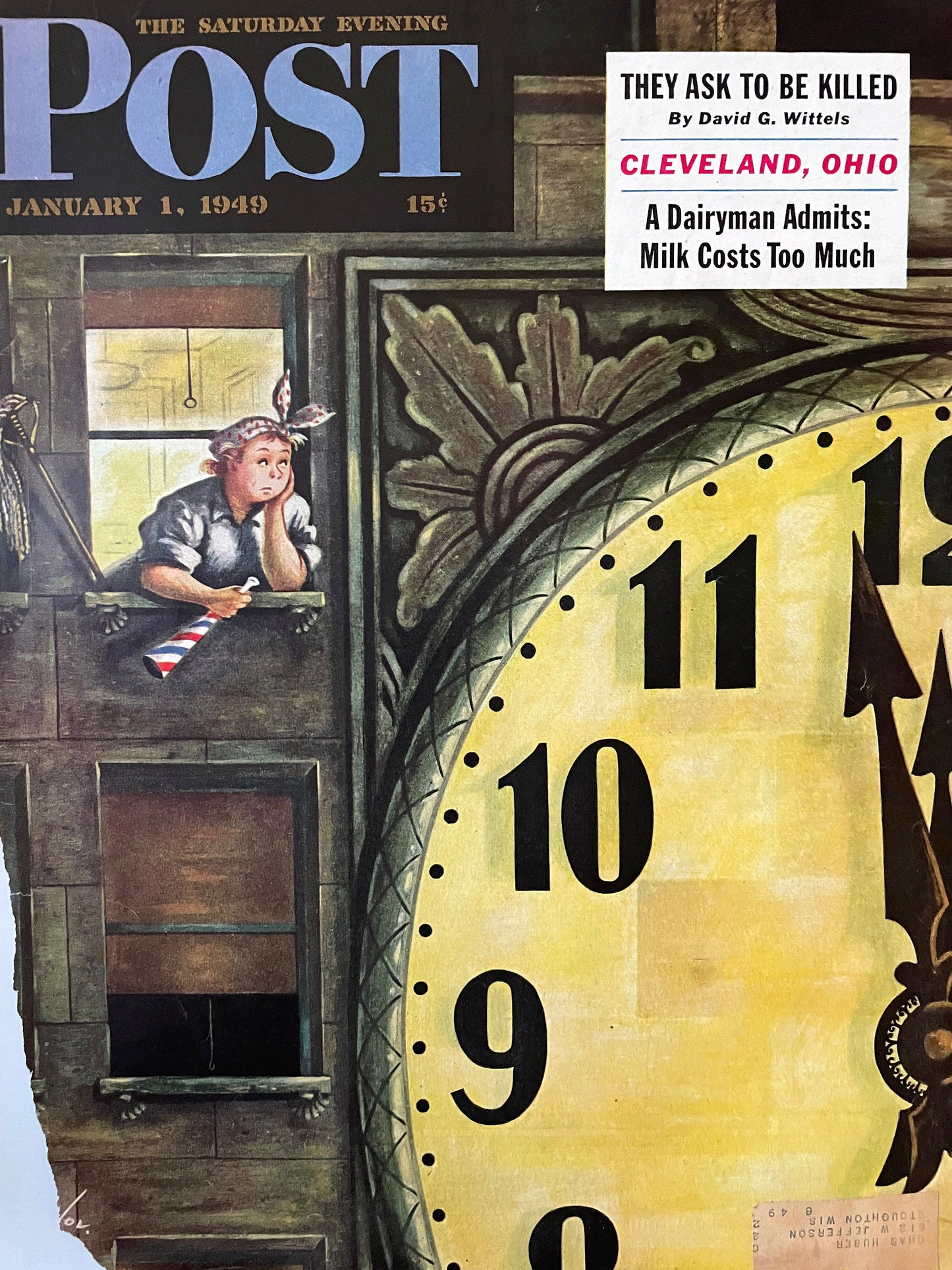 RARE - Saturday Evening Post - Original Cover - January 1, 1949 - New Year's