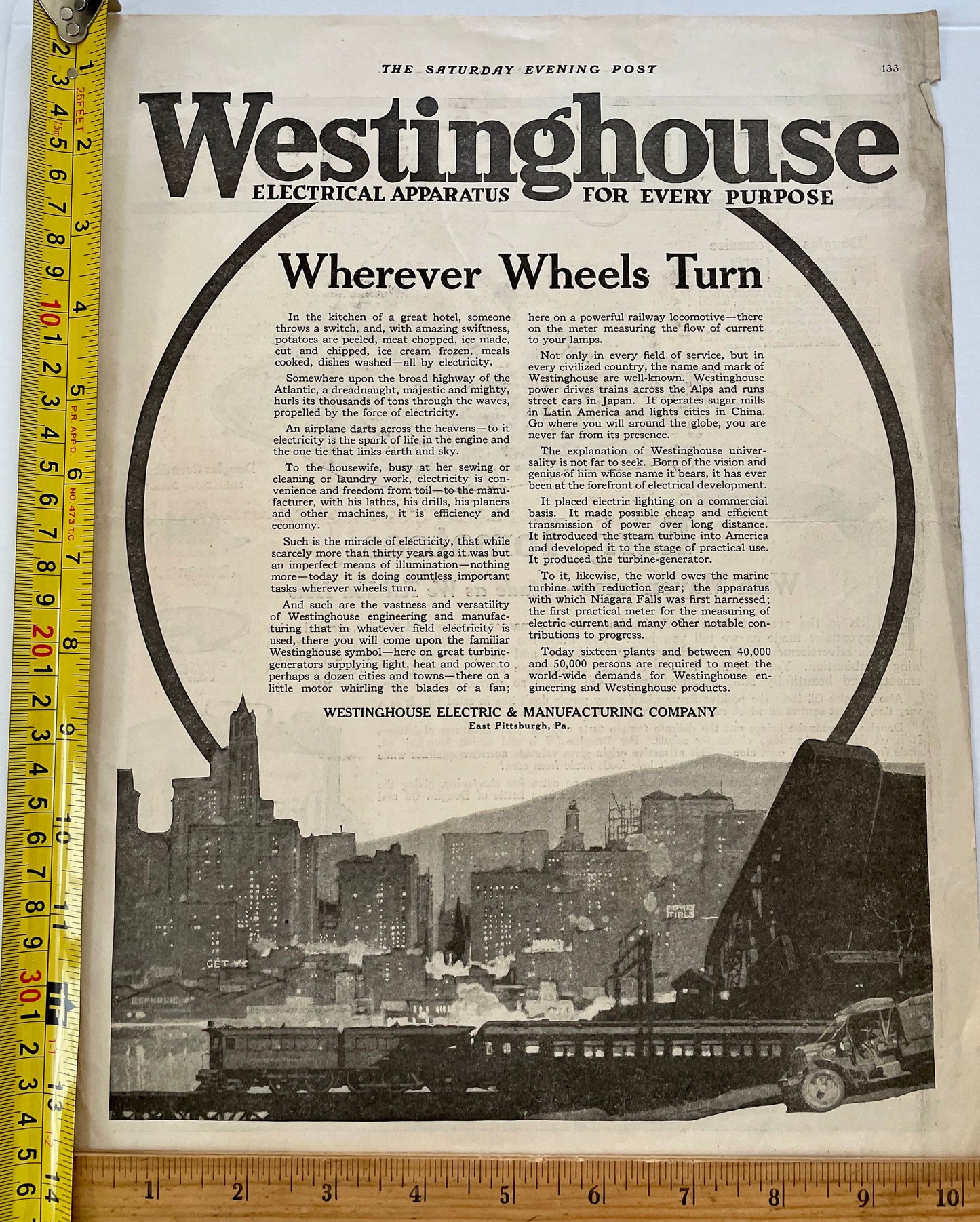 1919 Original Westinghouse ad from a 1919 issue of The Saturday Evening Post