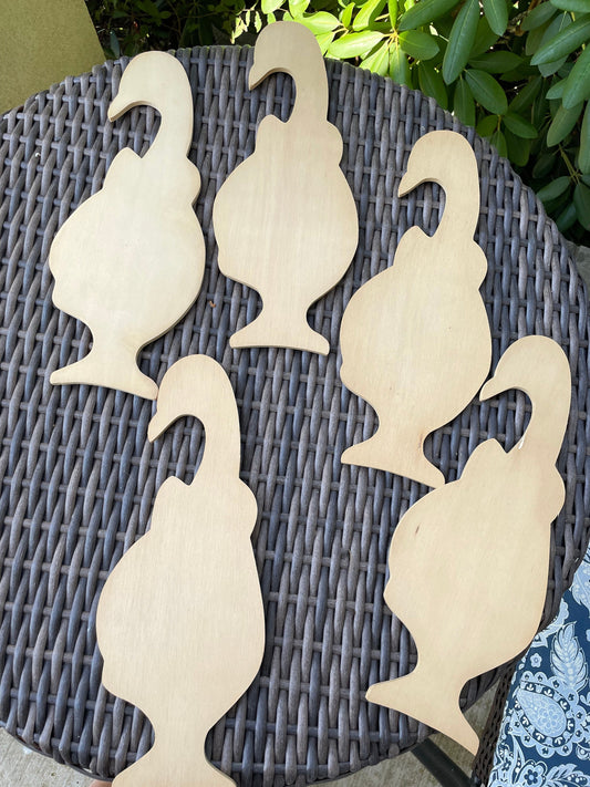 Lot of large unfinished solid wood duck forms - great for crafts - finish as you wish