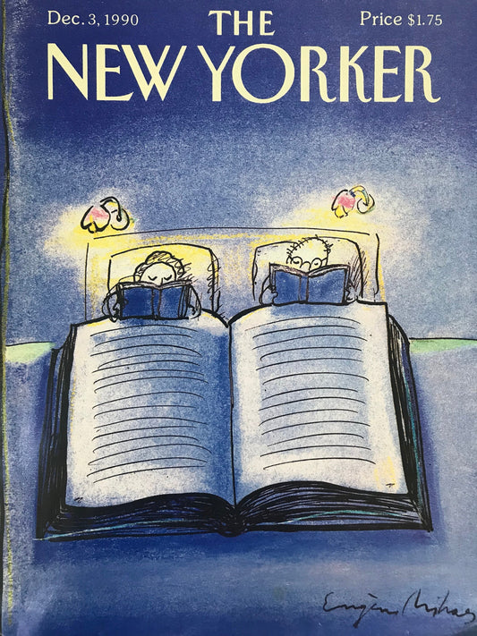 NEW YORKER Magazine cover - December 3, 1990 - couple reading books in bed
