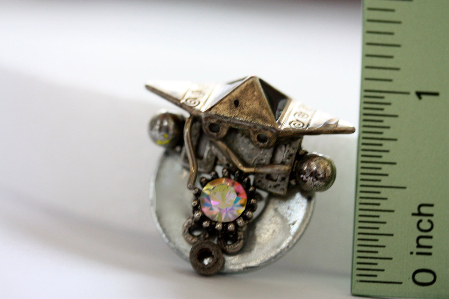 Handmade, one-of-a-kind assemblage art - refrigerator magnet