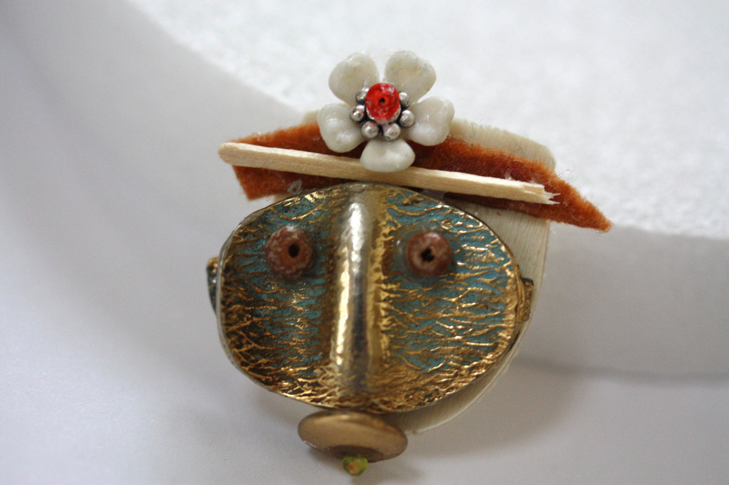 Handmade, one-of-a-kind assemblage art - refrigerator magnet