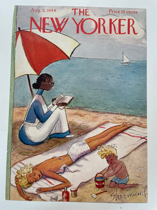 RARE - The NEW YORKER Magazine original cover - August 5, 1944 - the beach