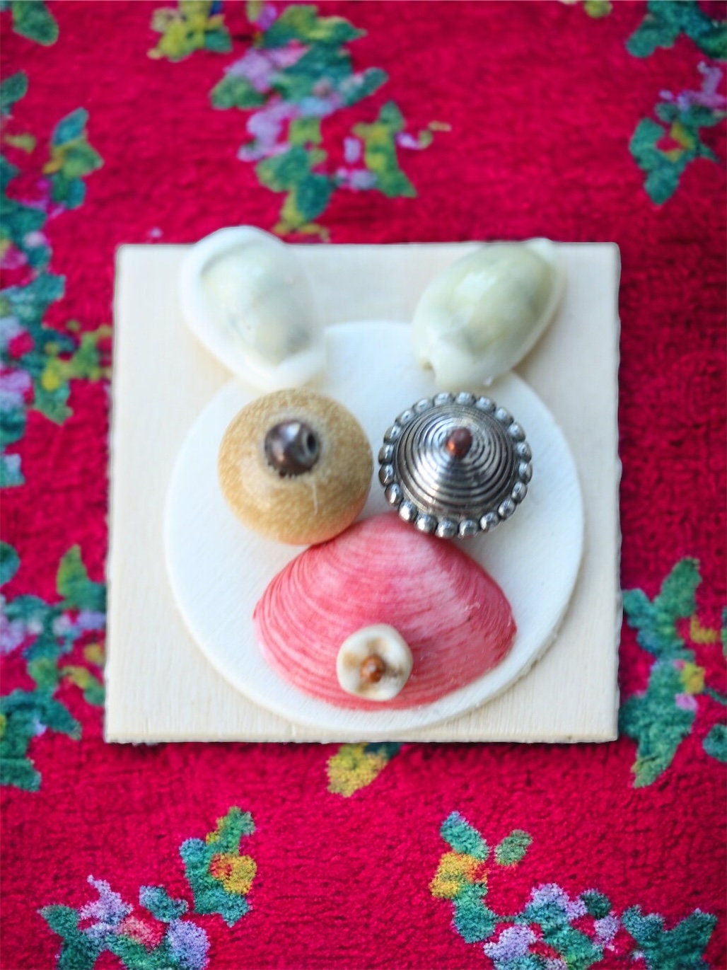 Meet "Hunny Bunny" - Assemblage art / mixed media collage - magnet, lapel pin or necklace pendant