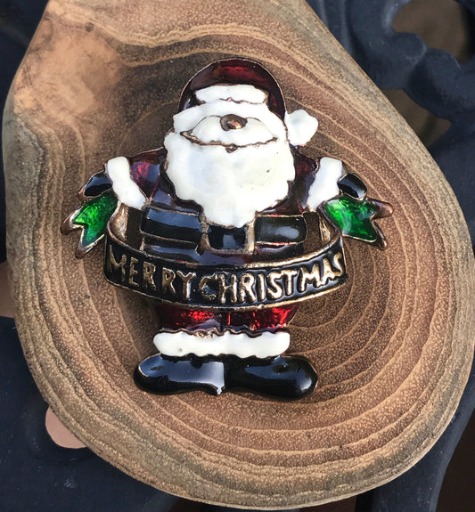 Enamel vintage Santa Claus pin - Christmas pin - holiday pin