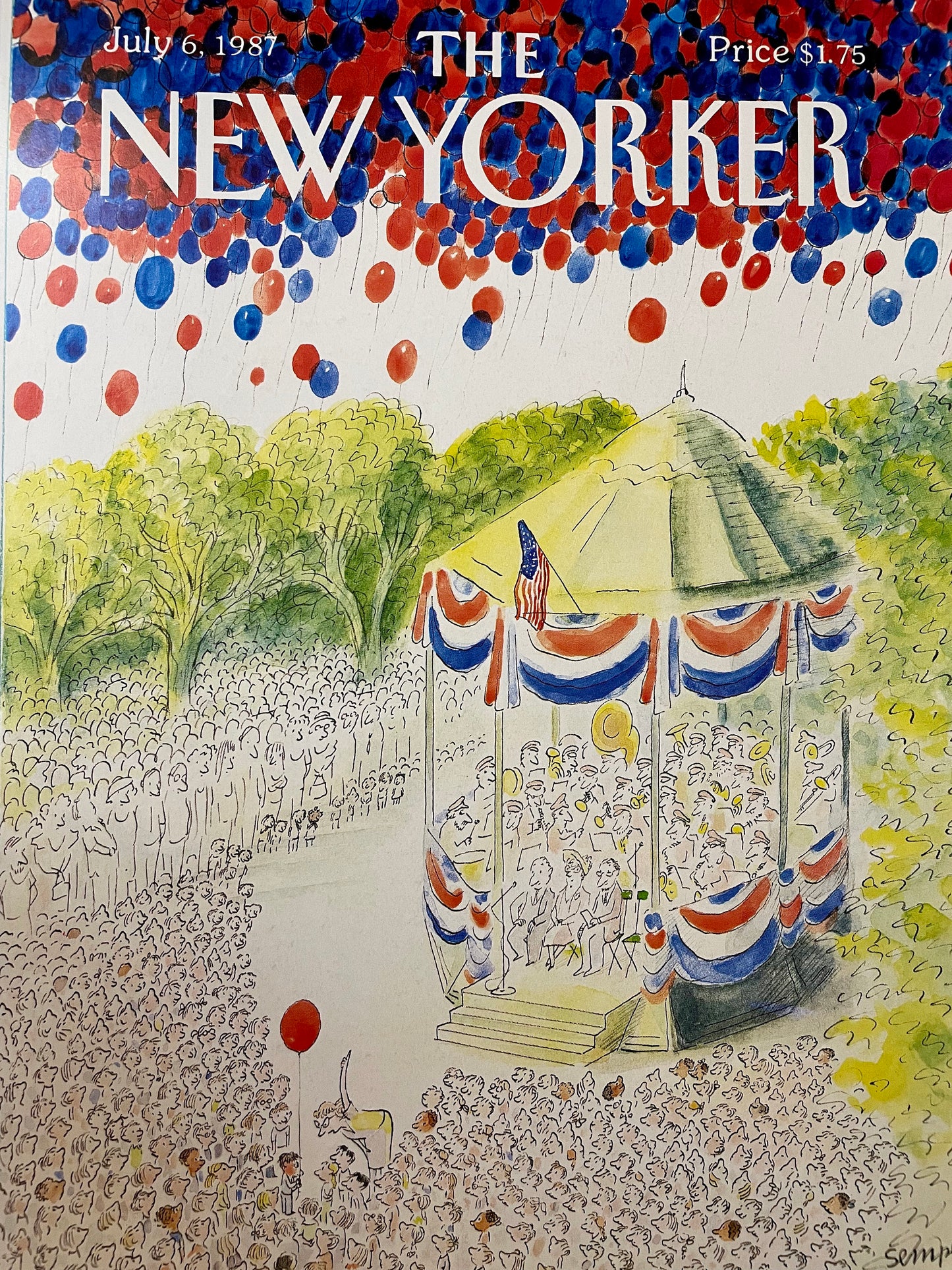 NEW YORKER Magazine original cover - July 6, 1987 by artist Sempe