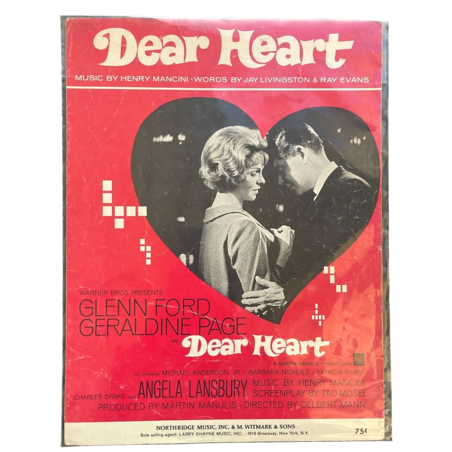 Vintage Sheet Music - 1964 Dear Heart: Geraldine Page, Glenn Ford, Angela Lansbury, music by Henry Mancini - frameable