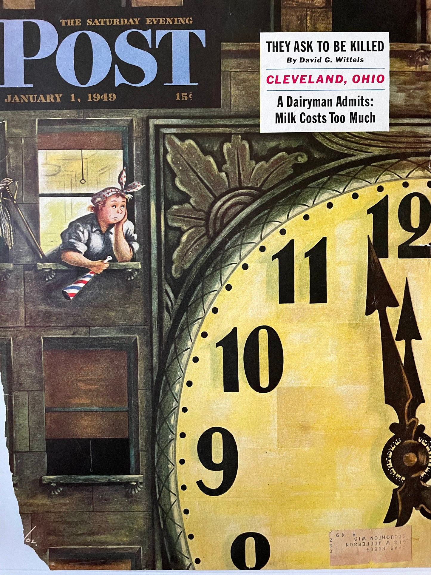 RARE - Saturday Evening Post - Original Cover - January 1, 1949 - New Year's