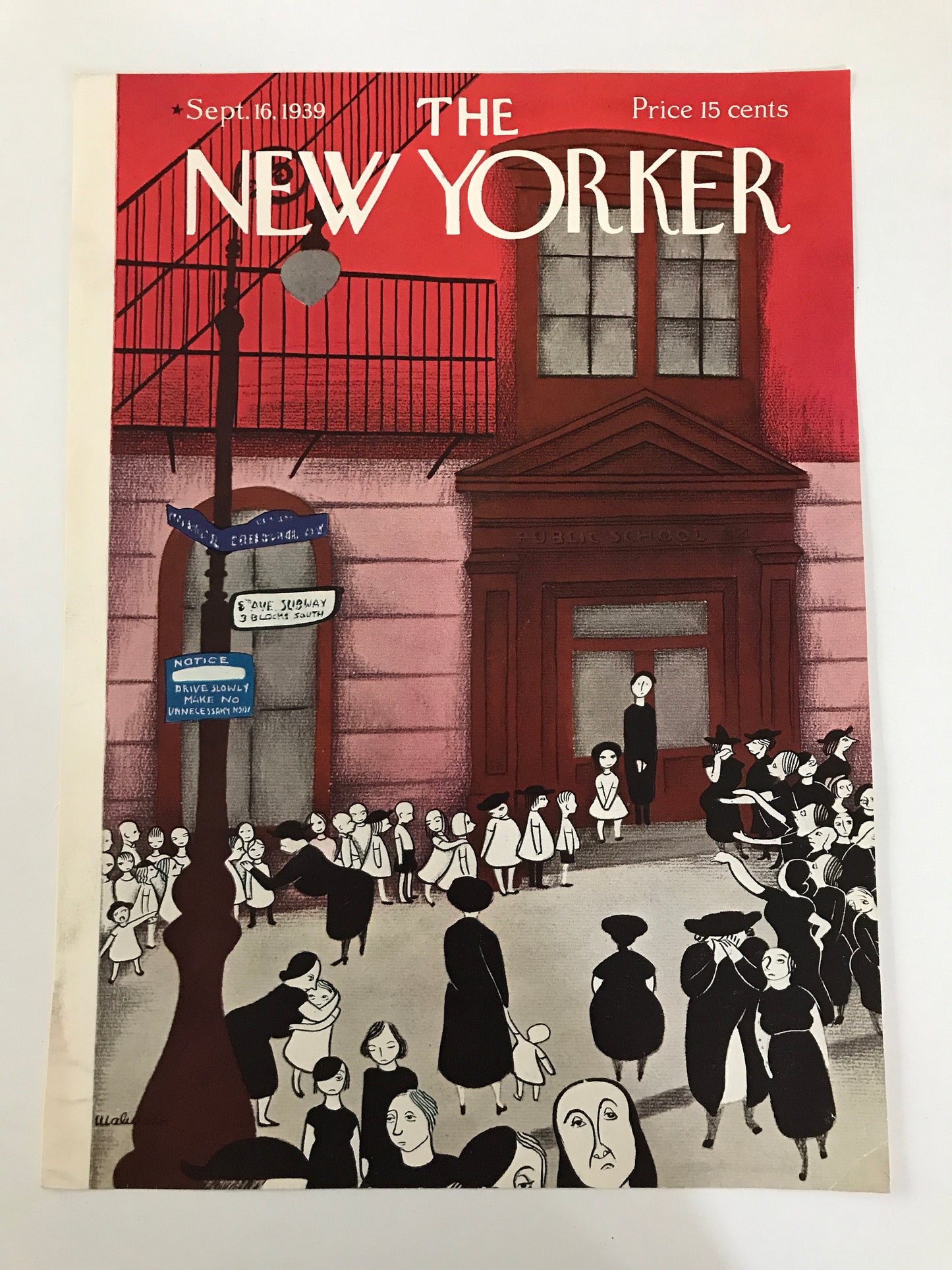 The NEW YORKER Magazine - original cover - September 16, 1939 - Christina Malman - Children going to school