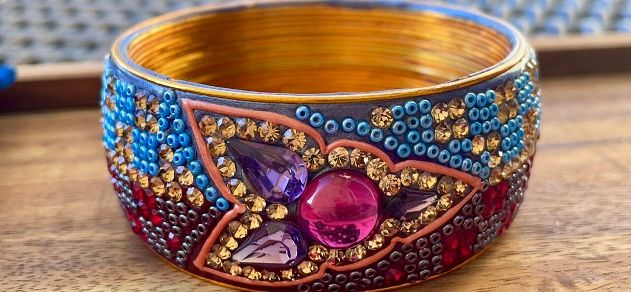 Stunning vintage Hyderabadi beaded bangle bracelet - made in India
