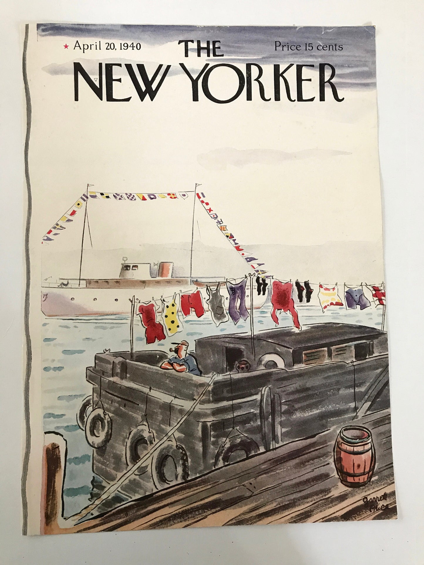 April 20, 1940 - The NEW YORKER Magazine original cover - Garrett Price - man in boat