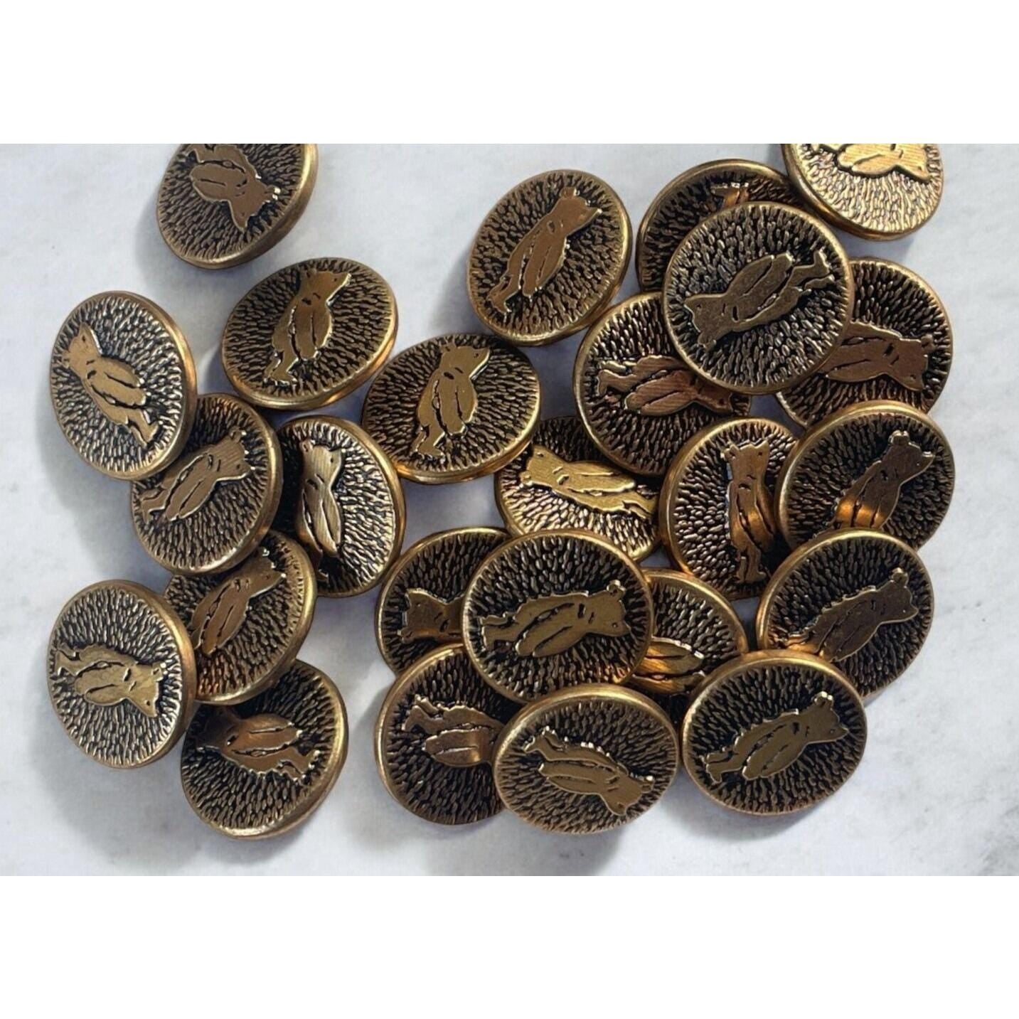 VERY RARE - Vintage Bear Goldtone Metal Buttons - Sold individually