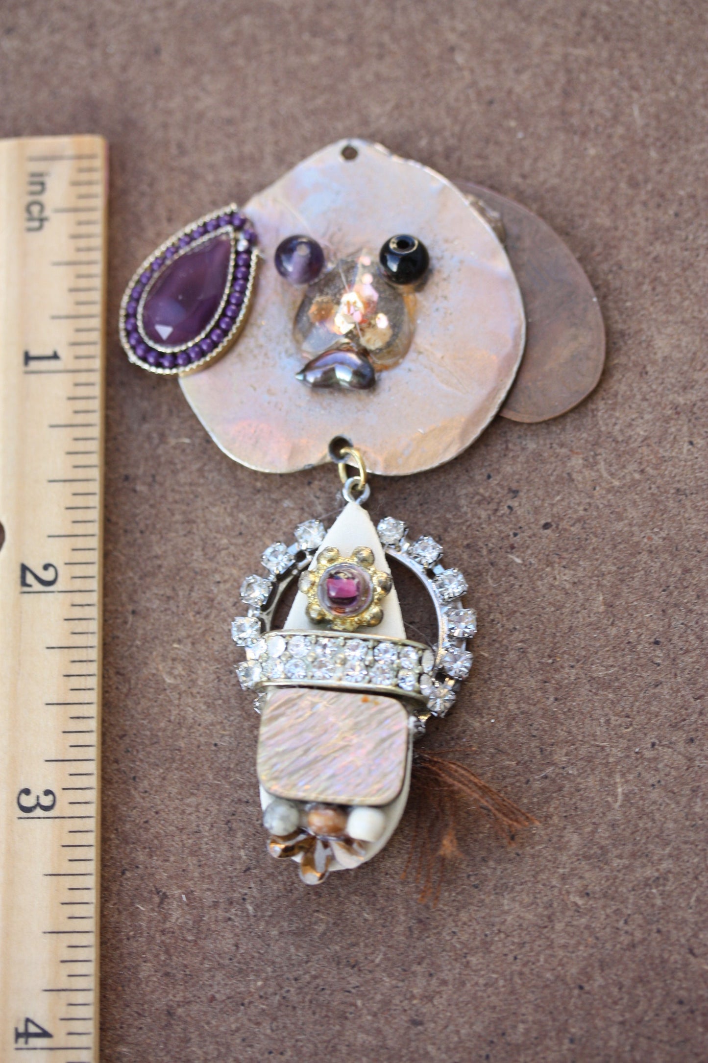 Meet DOGGY - Assemblage art / mixed media collage - necklace pendant