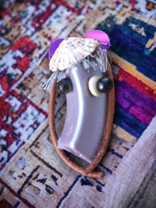 Meet my horse - Assemblage art / mixed media collage, mosaic - magnet, pin, necklace pendant or Christmas ornament