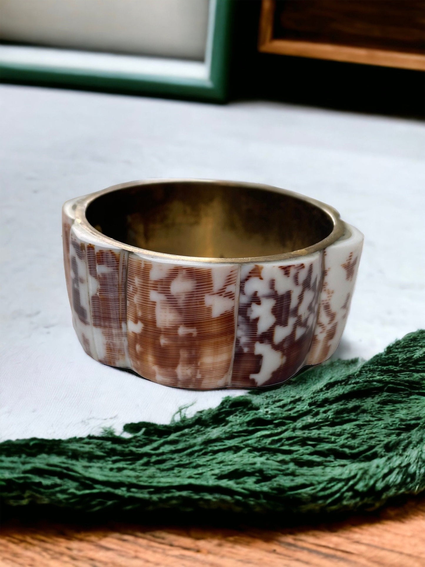 Unique vintage shell cuff bracelet - made in the Philippines