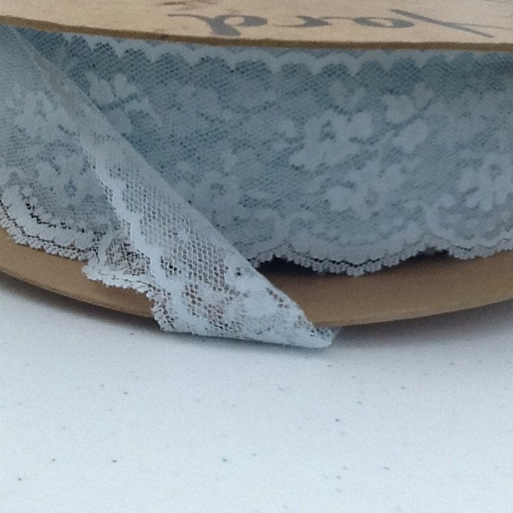 Wide vintage light blue lace - lace trim by the yard