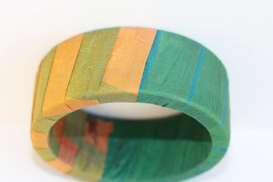Stunning vintage fabric covered bangle bracelet
