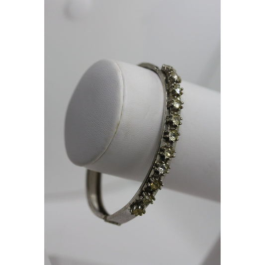 Vintage rhinestone bangle bracelet - one size fits all