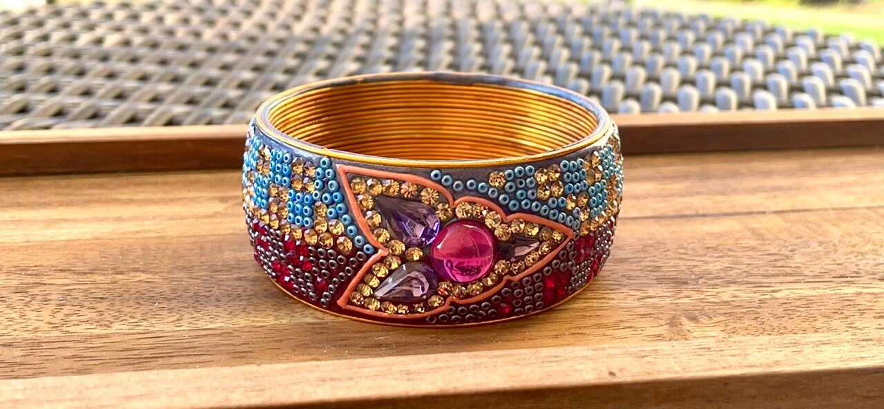 Stunning vintage Hyderabadi beaded bangle bracelet - made in India