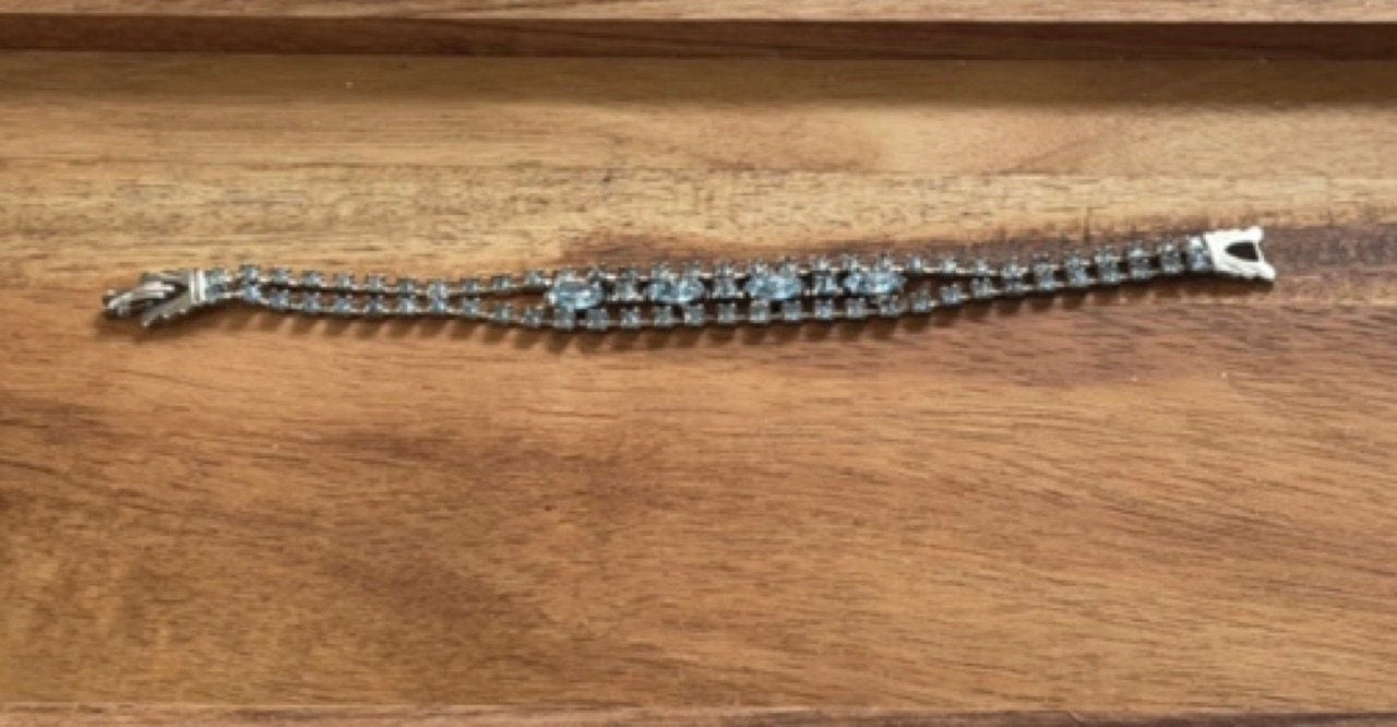 Light blue rhinestone vintage bracelet