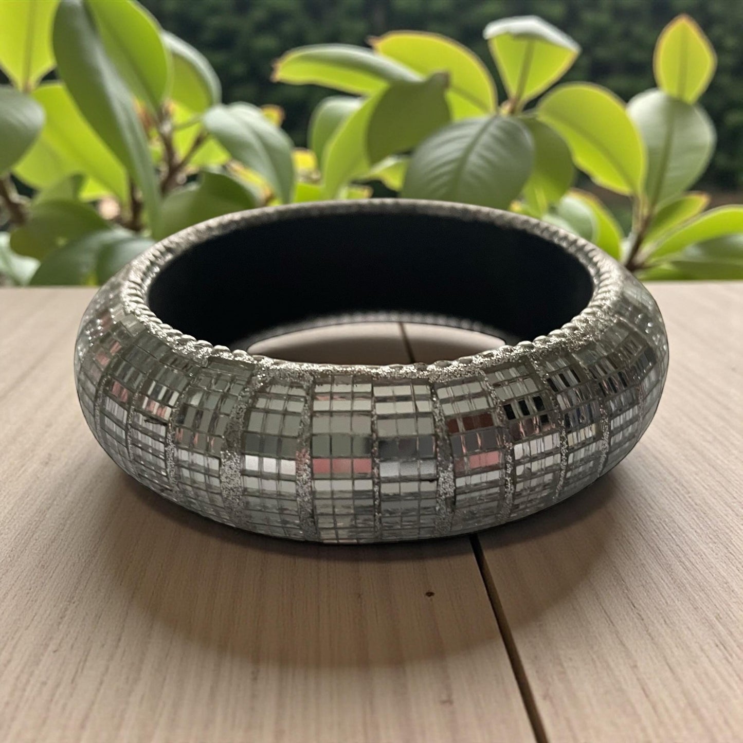 Unique Silver Mirror Square Bangle - Reflective Disco Ball Style Bracelet - Trendy Geometric Jewelry for Women - Statement Fashion Accessory