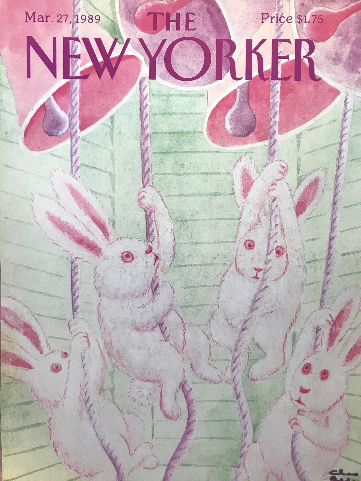 March 27, 1989 - The New Yorker Magazine - bunny rabbits, Easter - Cover only
