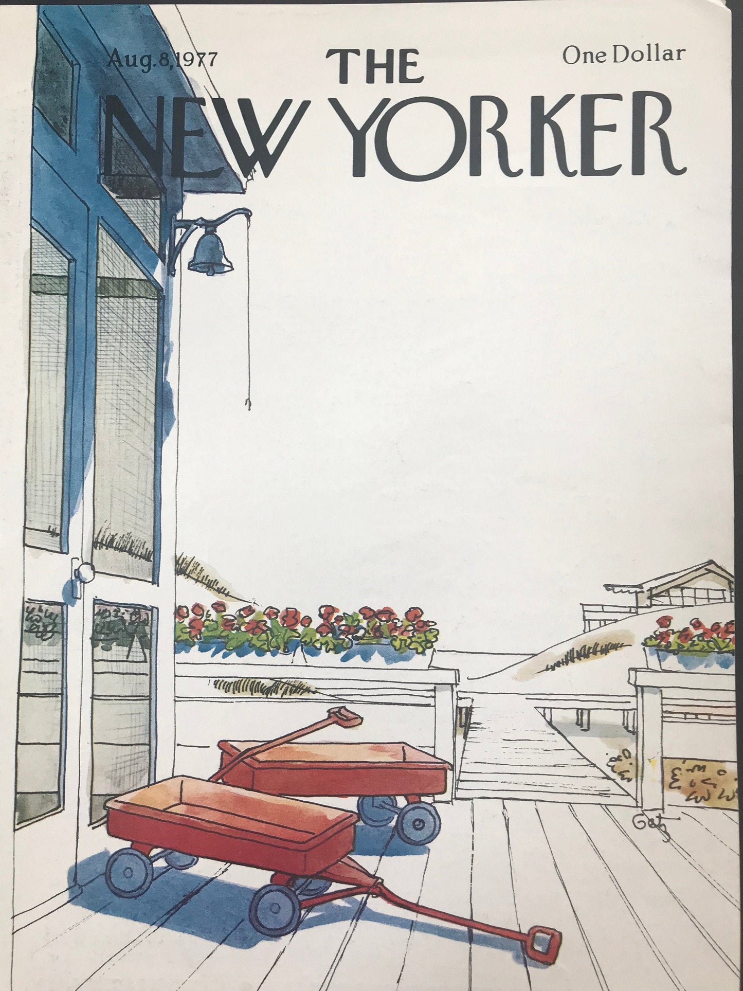 NEW YORKER Magazine cover - August 8, 1977 - Red wagons