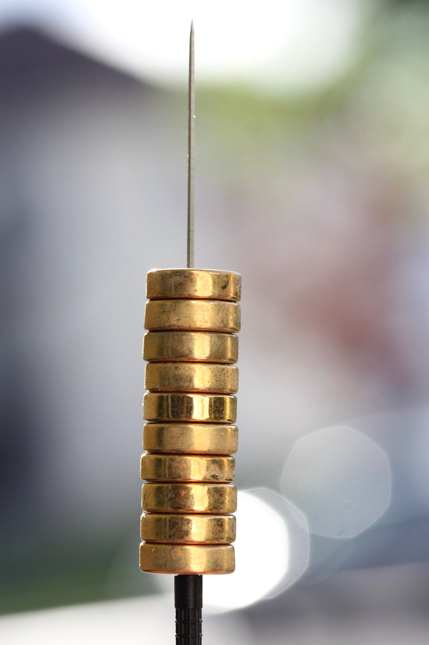 5 Round flat goldtone vintage spacer beads - approx. 10 mm x 3 mm