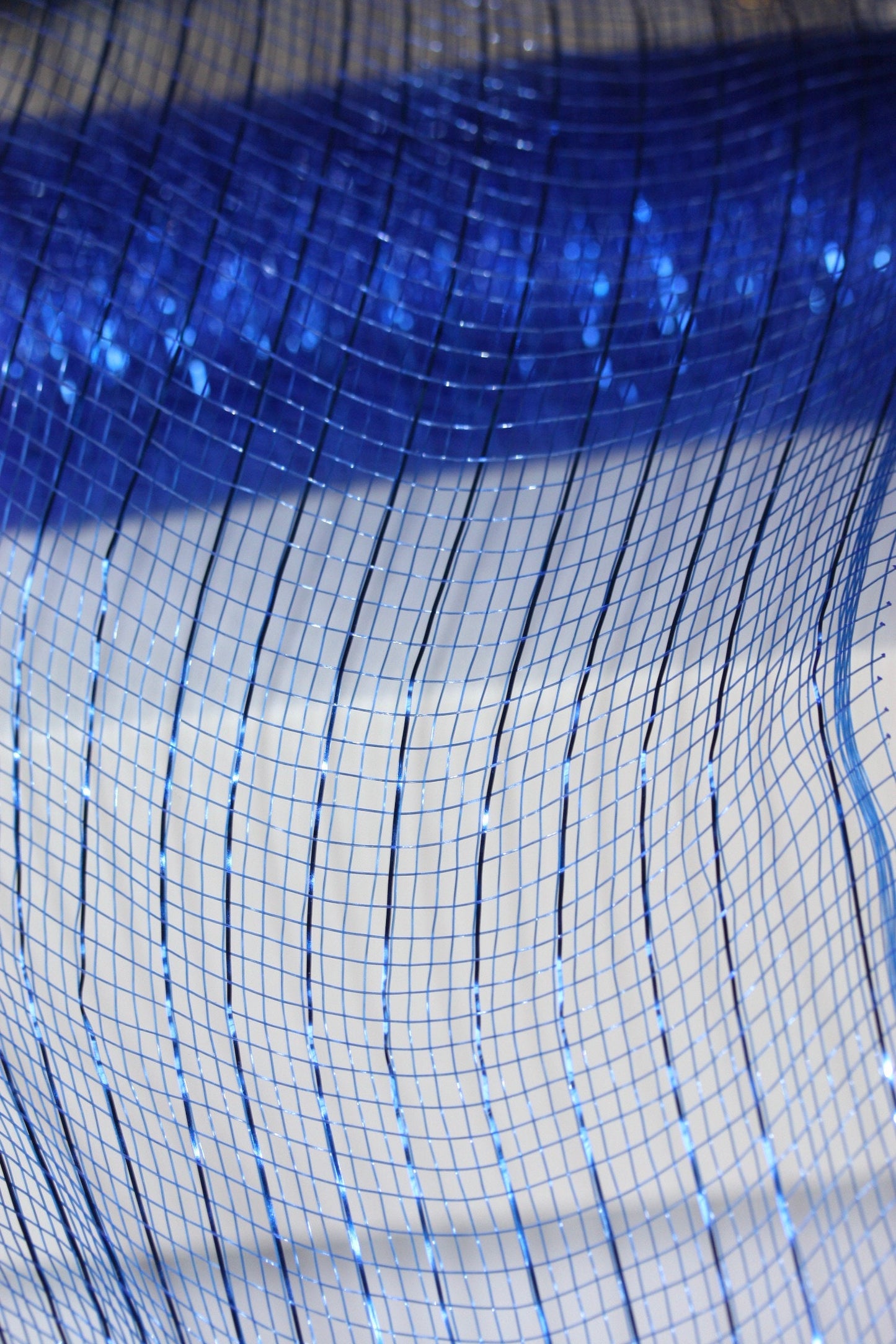 Stunning blue striped glittered tulle - for gift box wrap, bows, decorating, wreath making or other crafts