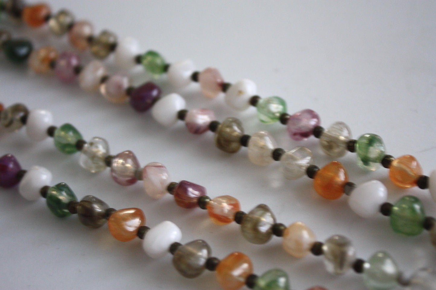 Extra long 32" vintage necklace loaded with stunning pastel beads