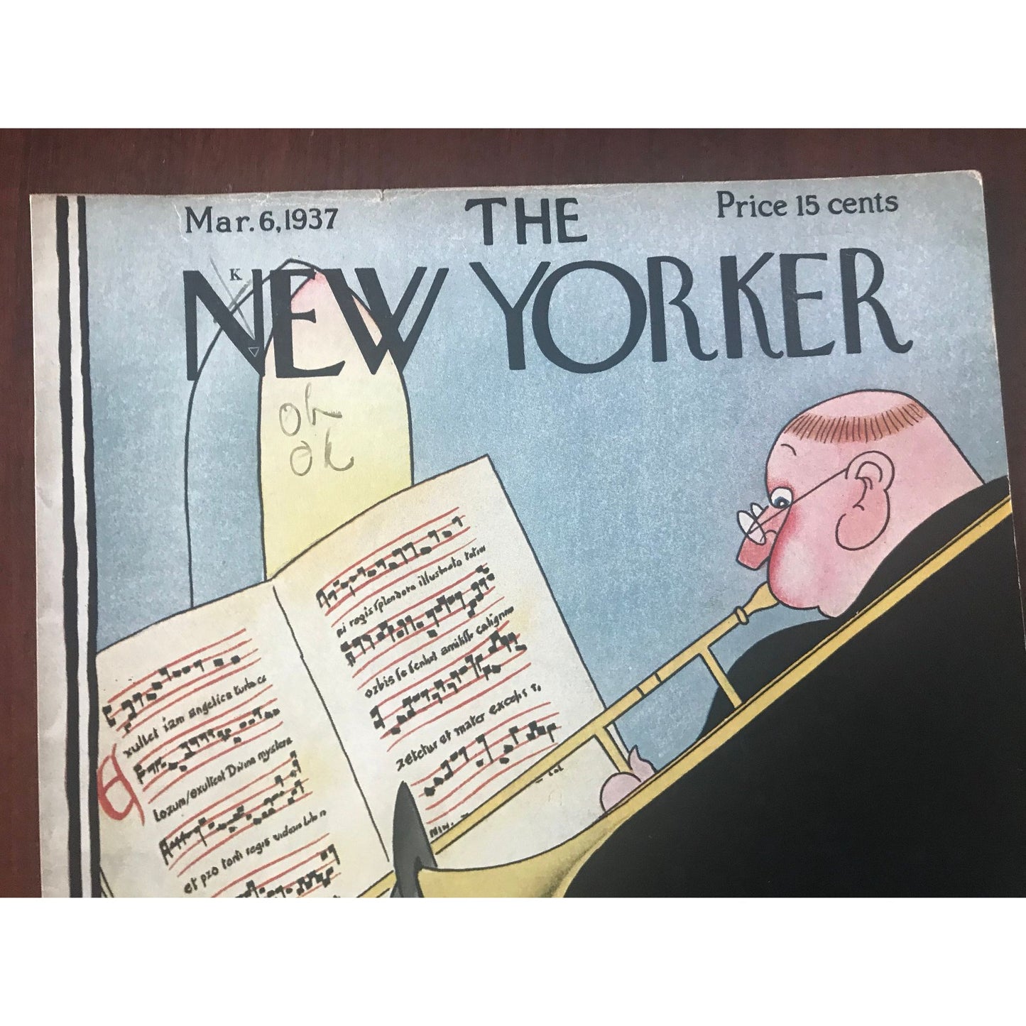 Very Rare - March 6, 1937 - The NEW YORKER Magazine original cover by Rea Irvin - musician - please read description