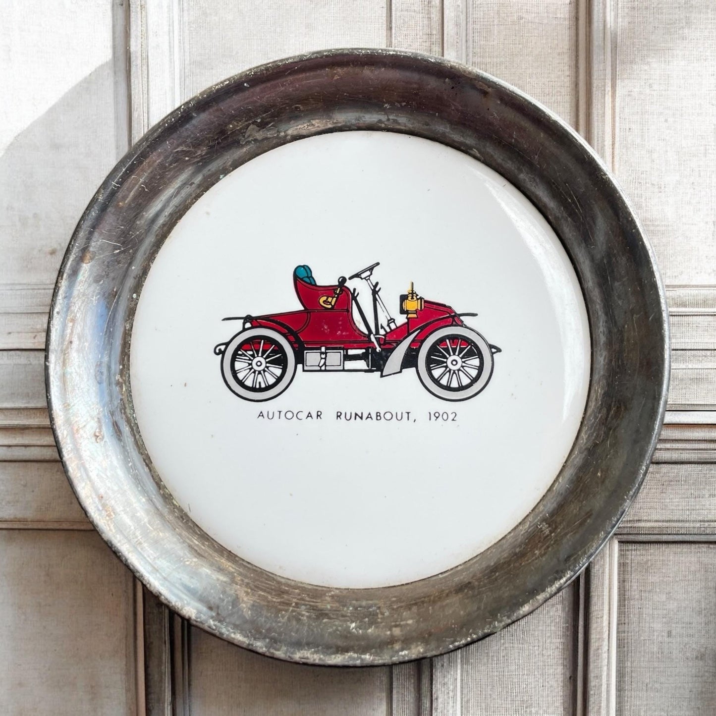 Vintage Sheridan Silverplate and porcelain retro Car retro vanity catch all dish