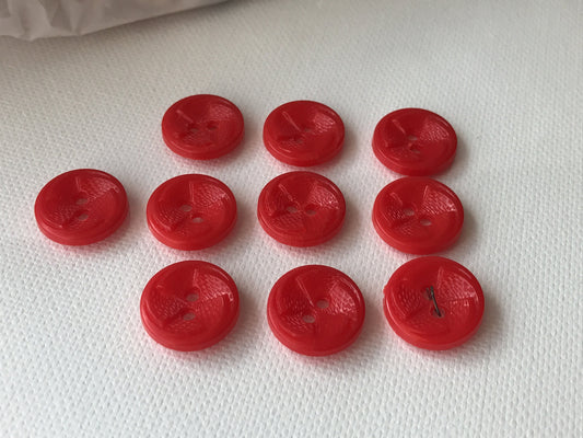 Lot of red textured vintage buttons - flat backs