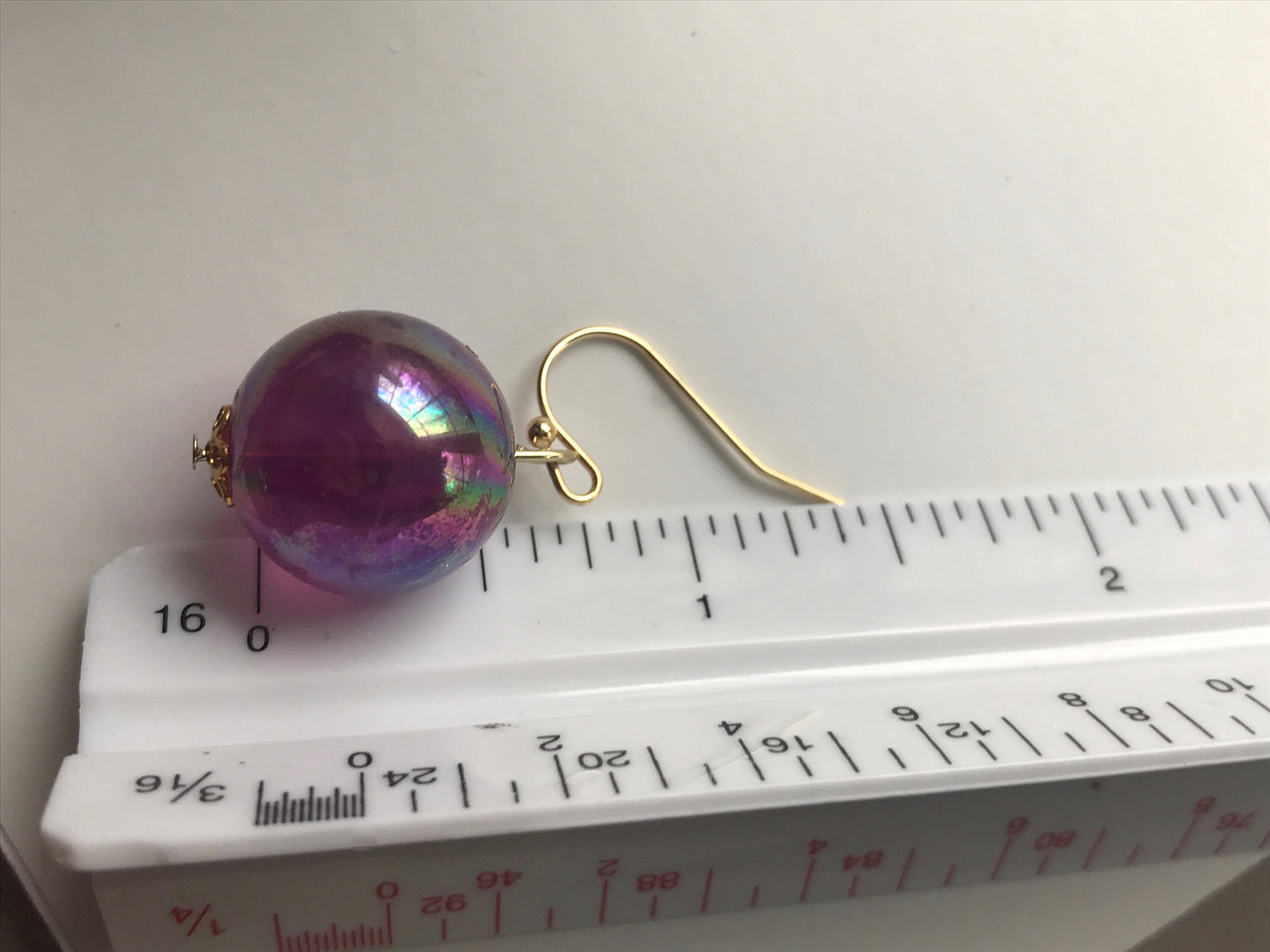 Handmade earrings with upcycled vintage purple glass ball dangles
