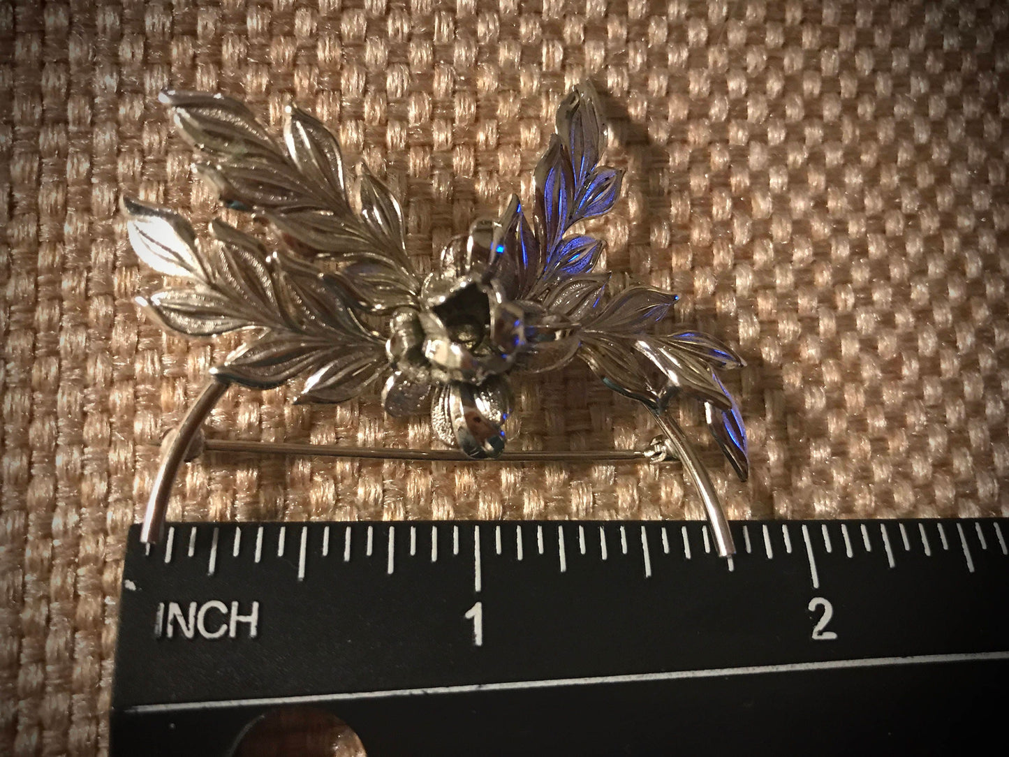 Signed Forstner Sterling - stunning sterling silver flower and leaves vintage pin