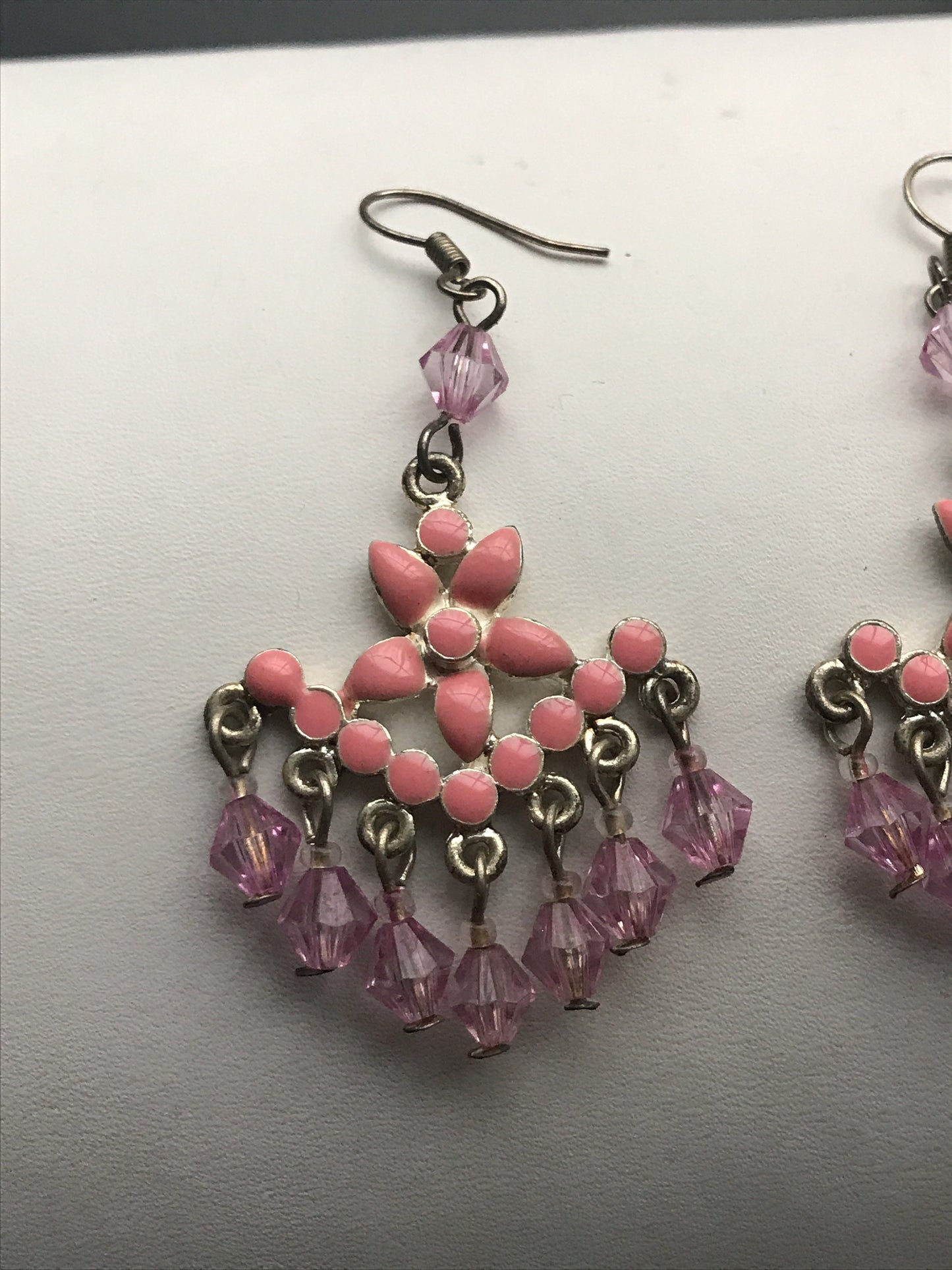 Chandelier style cute pink vintage dangle earrings